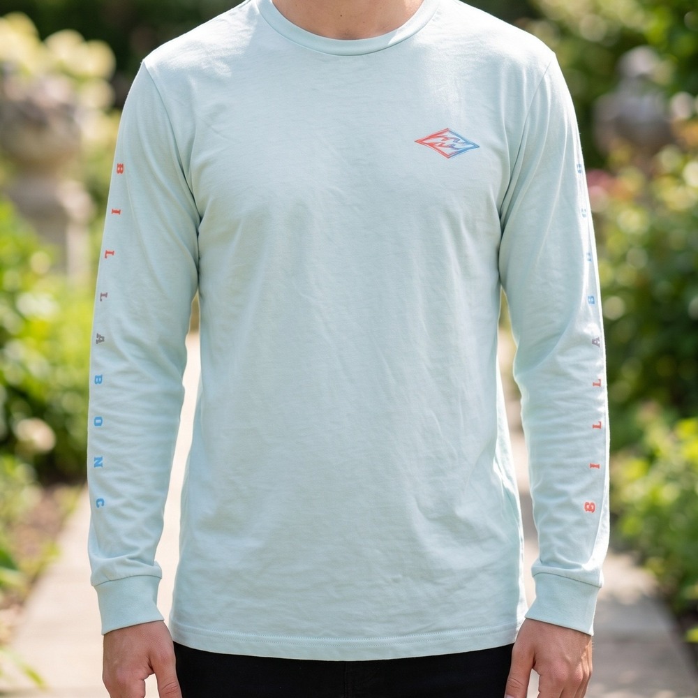 Billabong Boys Mint Green Long Sleeve Graphic Surf Tee Shirt Premium Cotton 6460